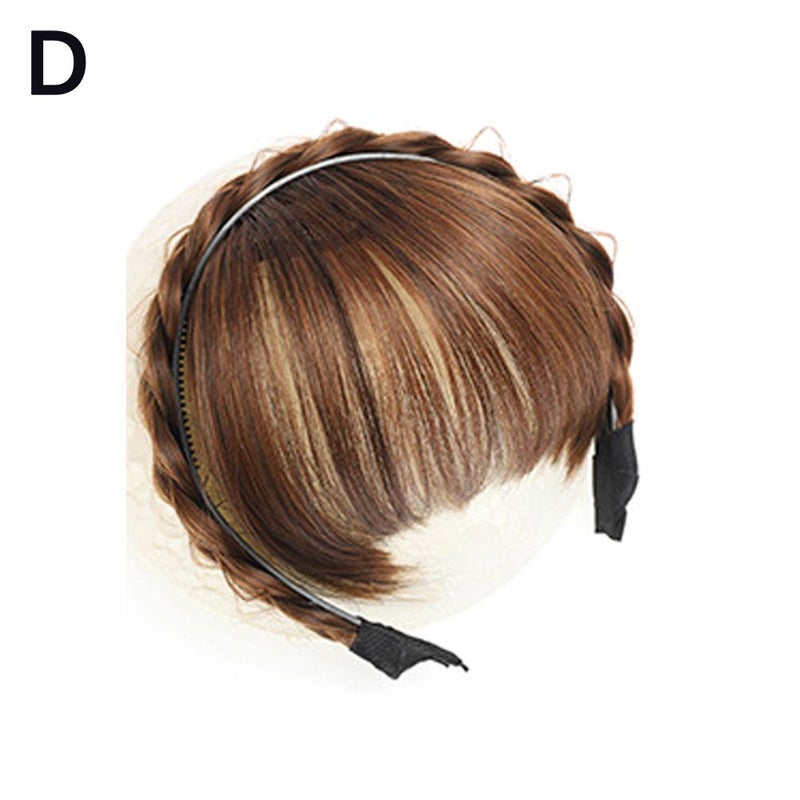 Wig headband with air bangs, one-piece braided natural invisible straight bangs, seamless fake bangs, age-reducing